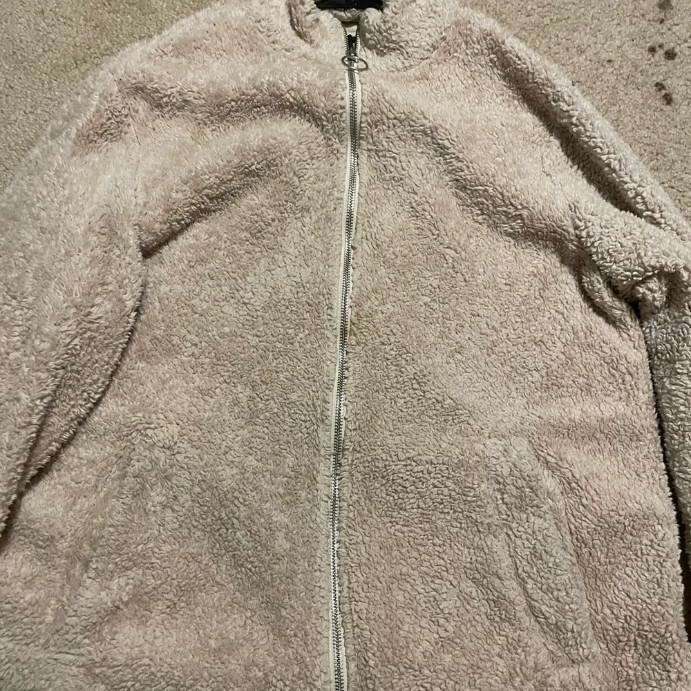 Fuzzy sherpa/teddy zip up